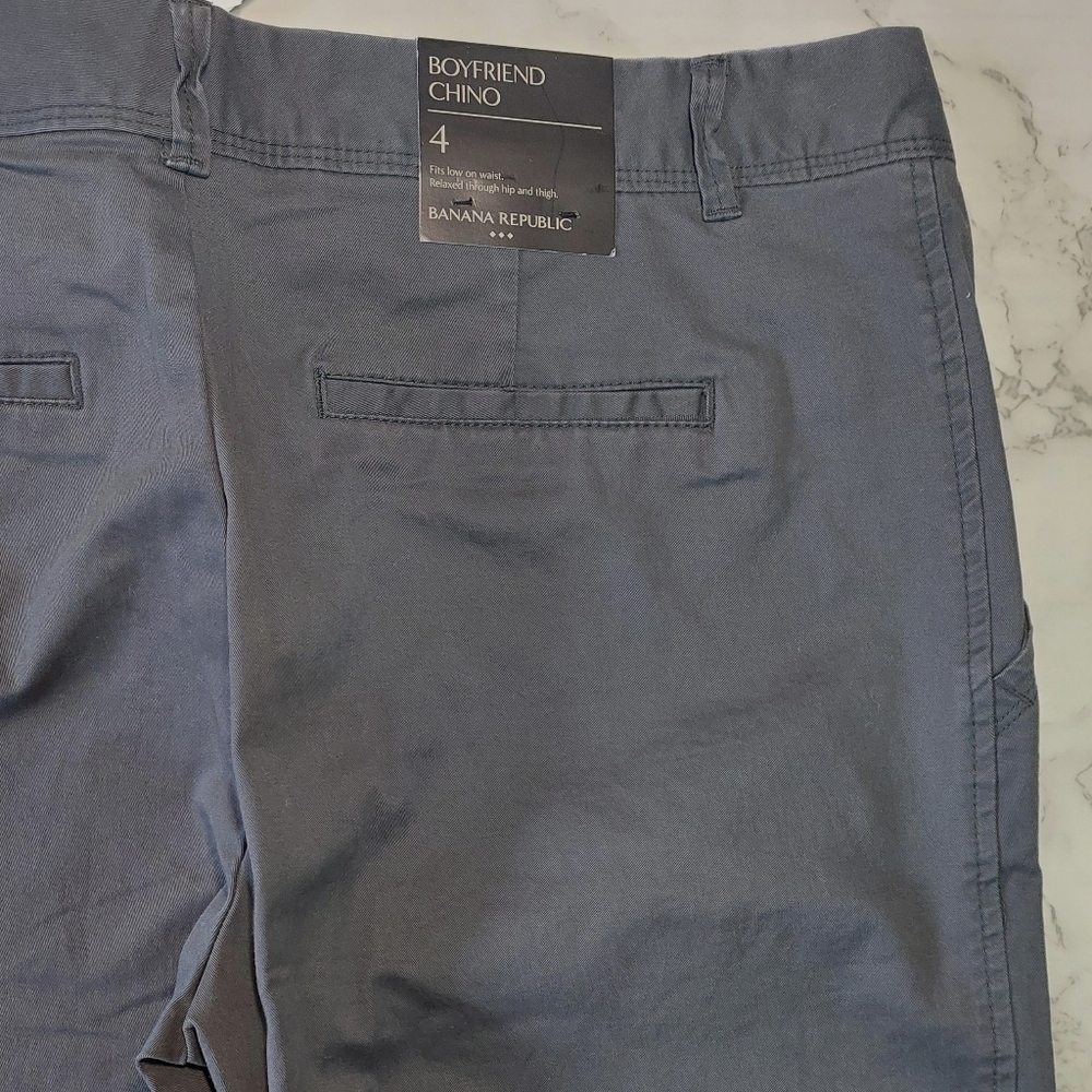 NWT Banana Republic Slate Gray Boyfriend Chino Pants, Size 4 - Picture 7 of 9